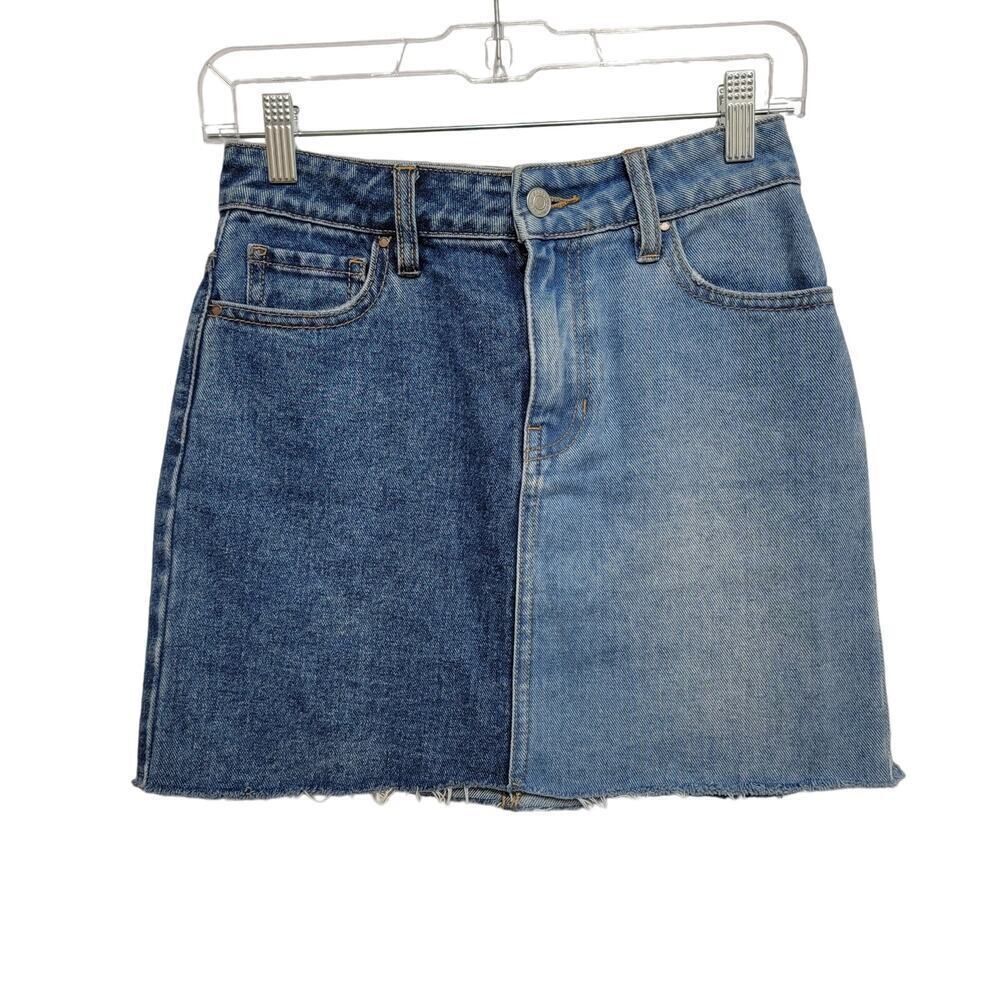 PacSun 90s Y2K Punk Avant Garde Two Tone Denim Mini Jeans Skirt